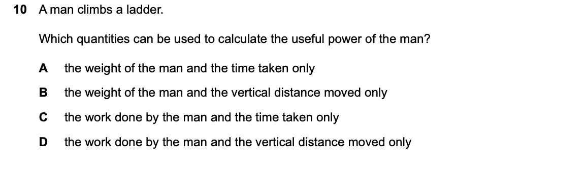 Question 10, including diagrams and options A–D. Text version below.