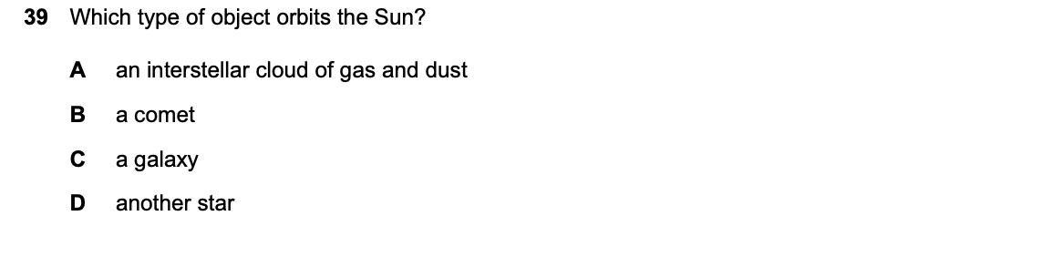 Question 39, including diagrams and options A–D. Text version below.