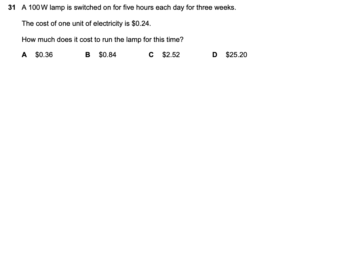 Question 31, including diagrams and options A–D. Text version below.