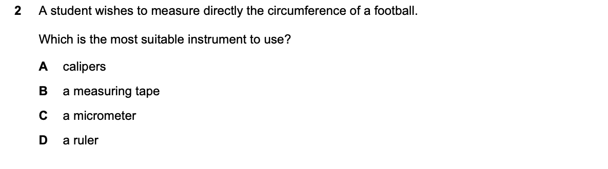 Question 2, including diagrams and options A–D. Text version below.