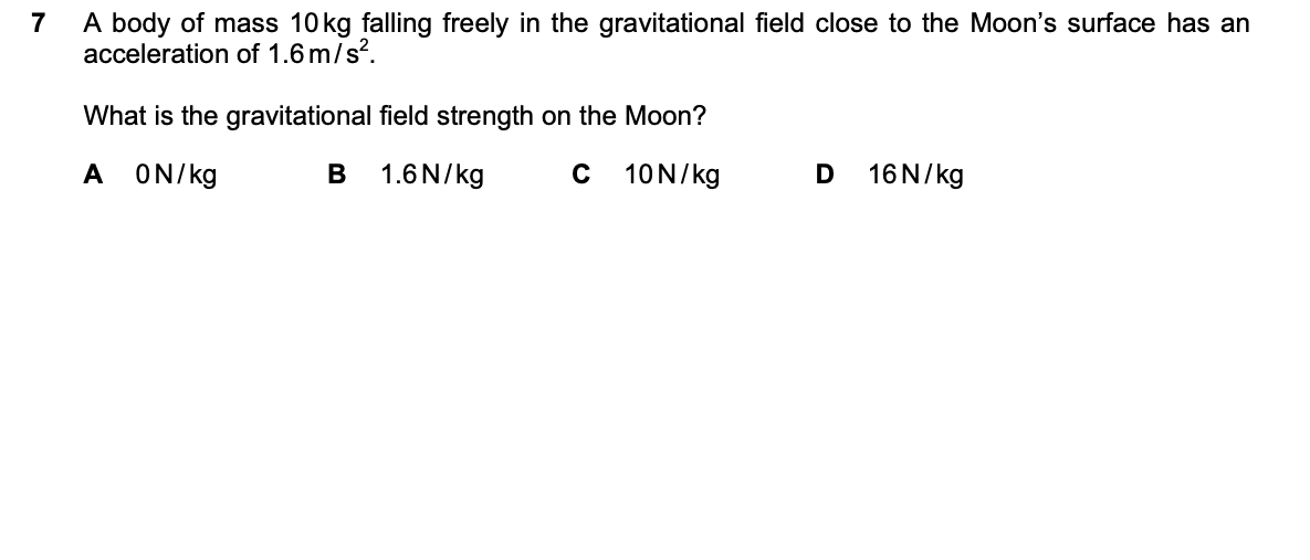 Question 7, including diagrams and options A–D. Text version below.