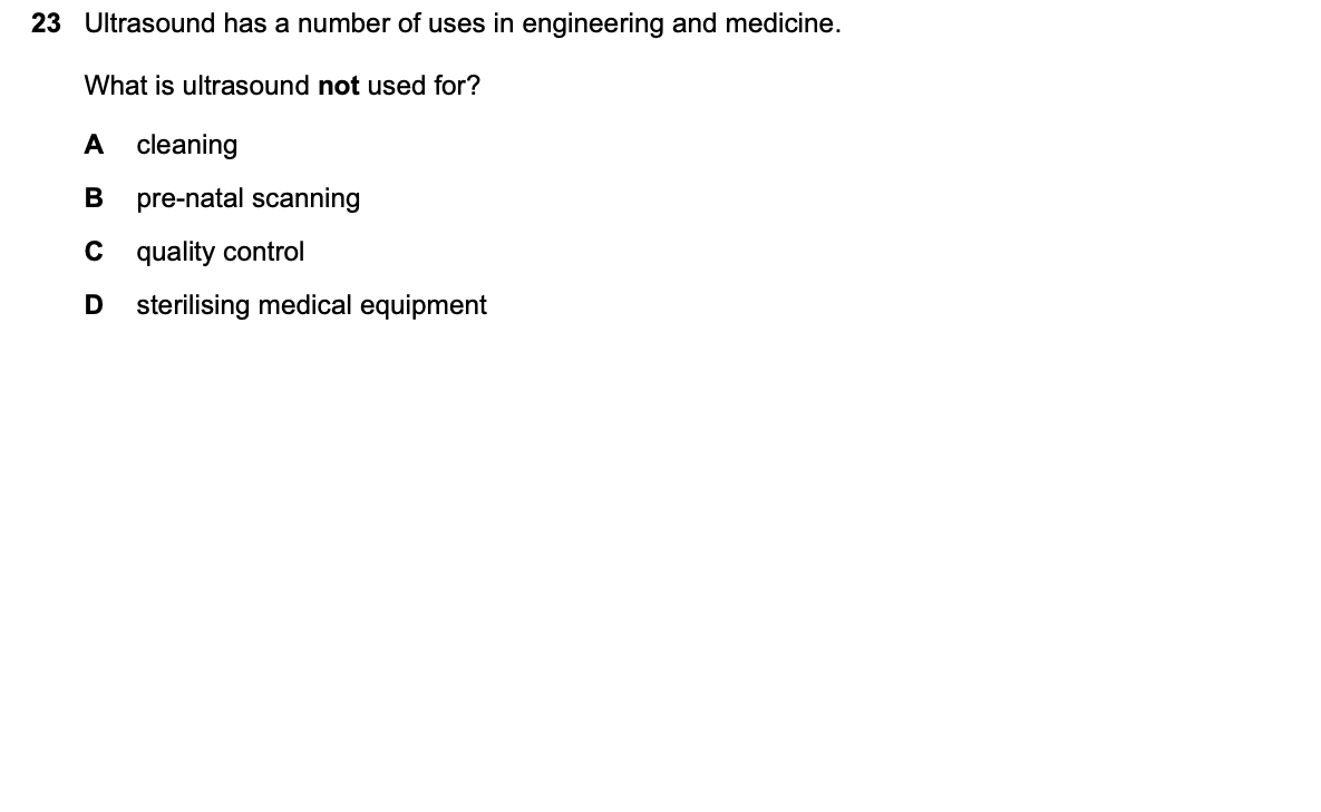 Question 23, including diagrams and options A–D. Text version below.