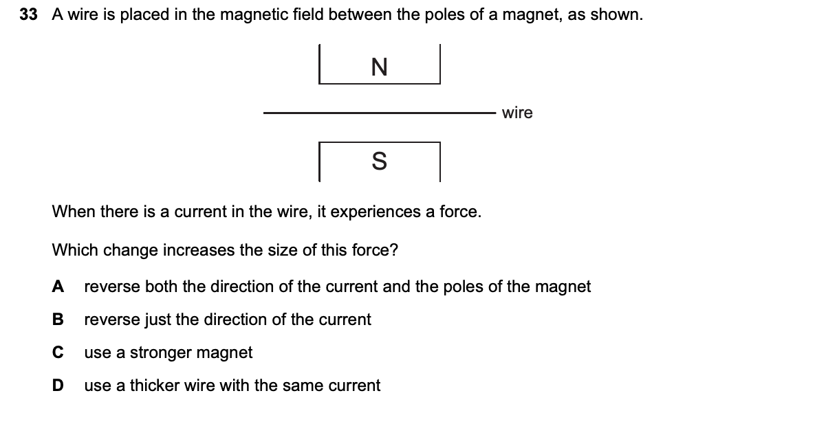 Question 33, including diagrams and options A–D. Text version below.