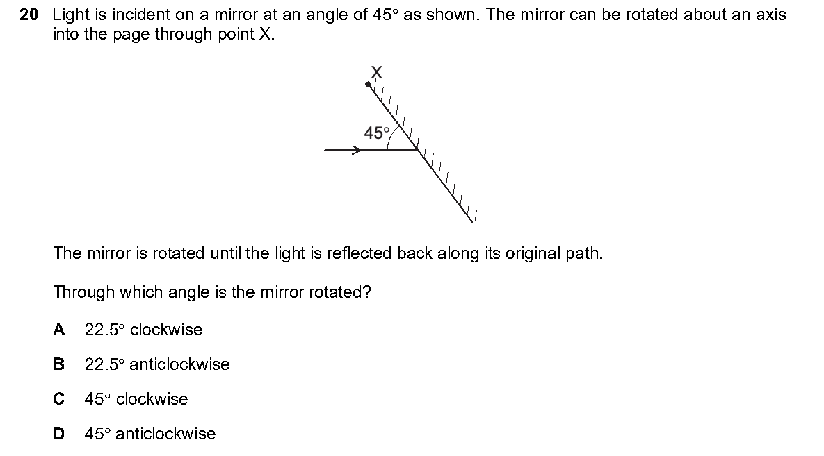 Question 20, including diagrams and options A–D. Text version below.