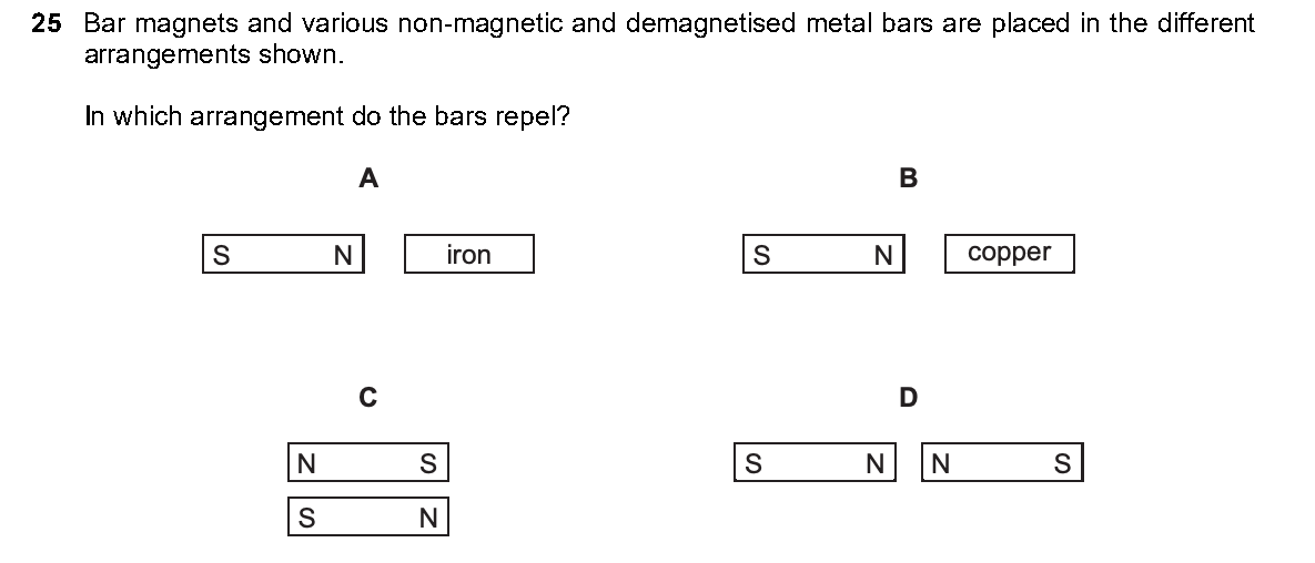 Question 25, including diagrams and options A–D. Text version below.