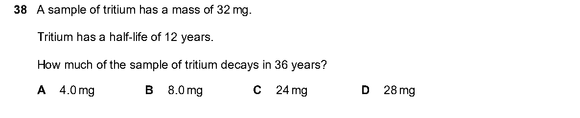 Question 38, including diagrams and options A–D. Text version below.
