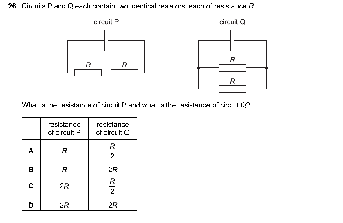 Question 26, including diagrams and options A–D. Text version below.