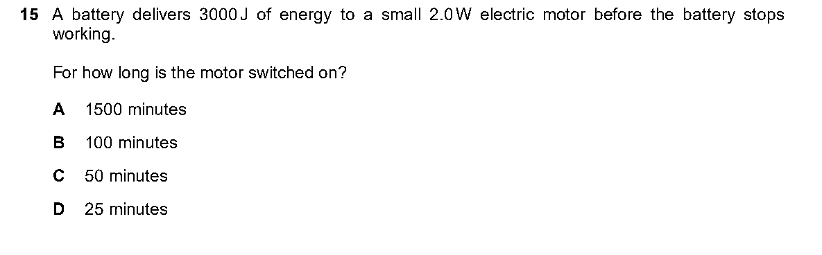 Question 15, including diagrams and options A–D. Text version below.