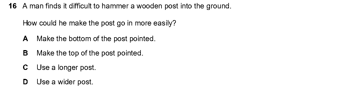 Question 16, including diagrams and options A–D. Text version below.