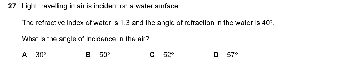 Question 27, including diagrams and options A–D. Text version below.