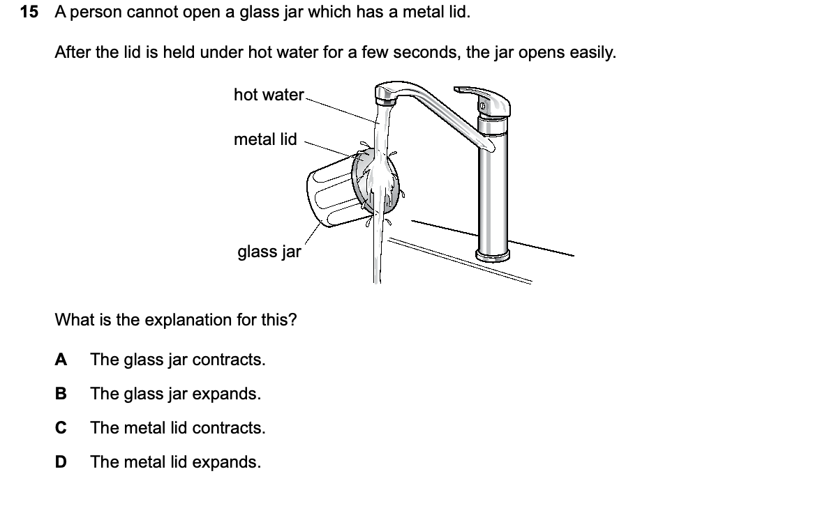 Question 15, including diagrams and options A–D. Text version below.