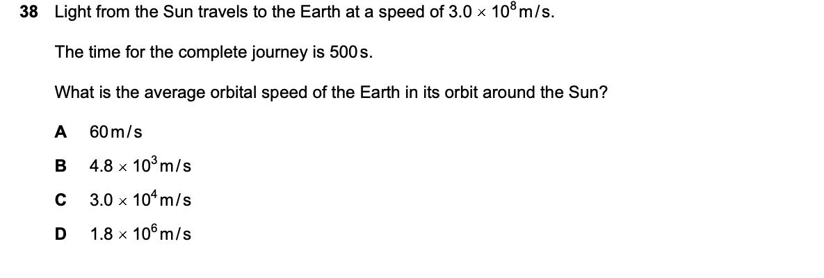 Question 38, including diagrams and options A–D. Text version below.