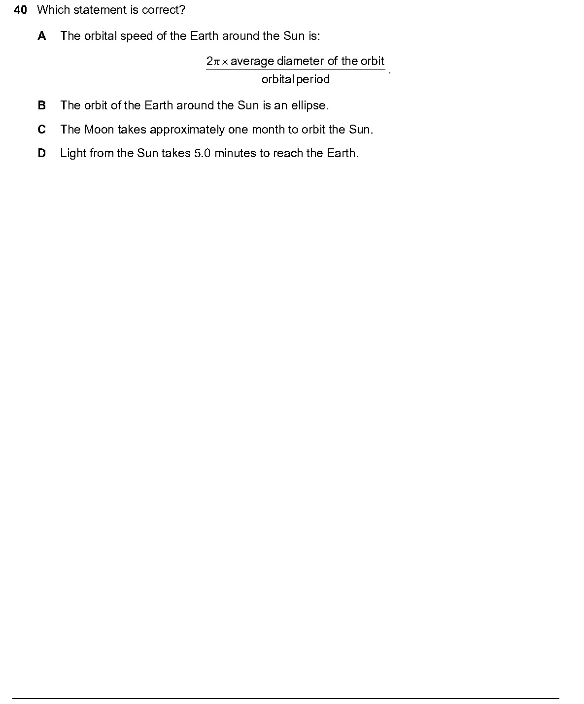 Question 40, including diagrams and options A–D. Text version below.