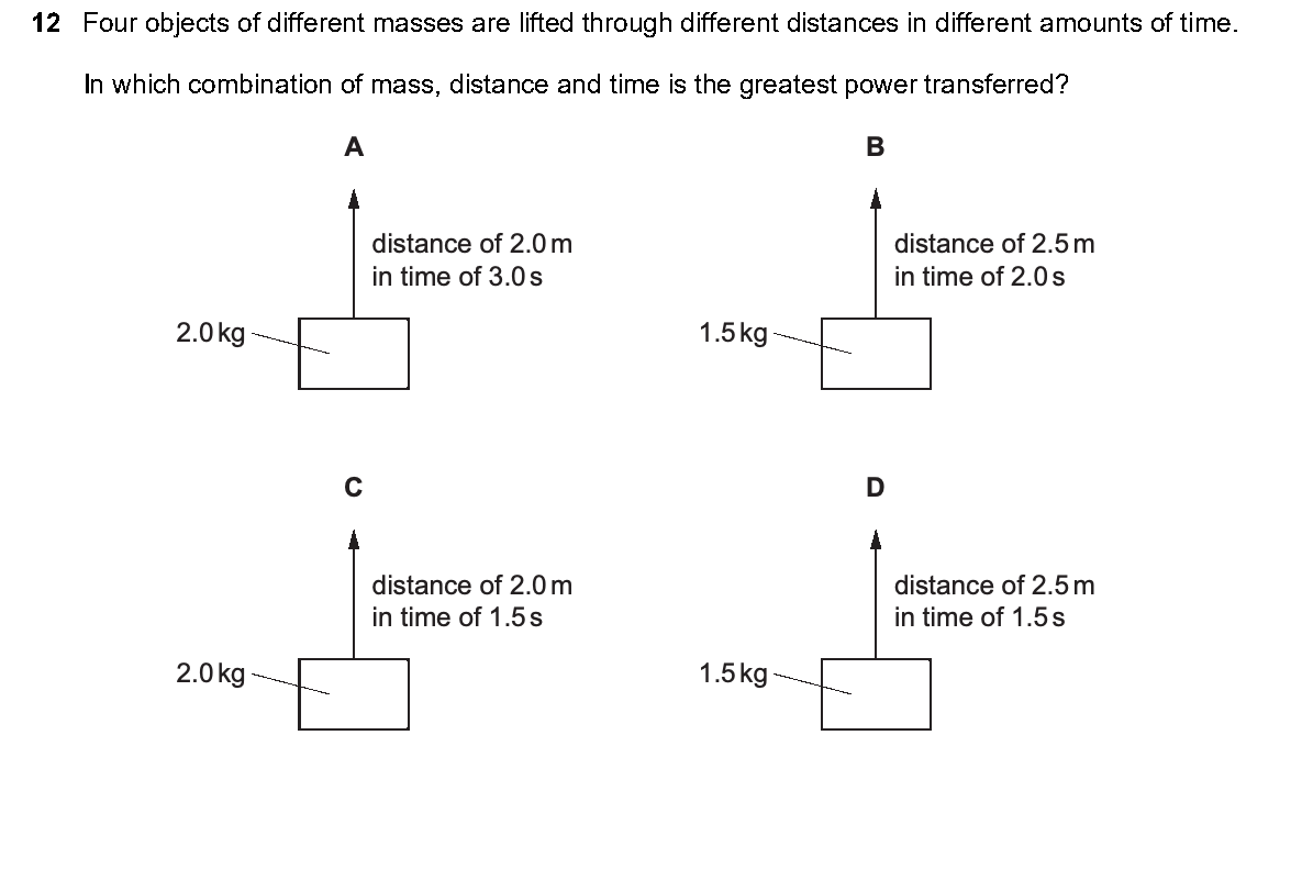 Question 12, including diagrams and options A–D. Text version below.