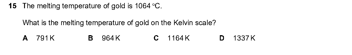 Question 15, including diagrams and options A–D. Text version below.