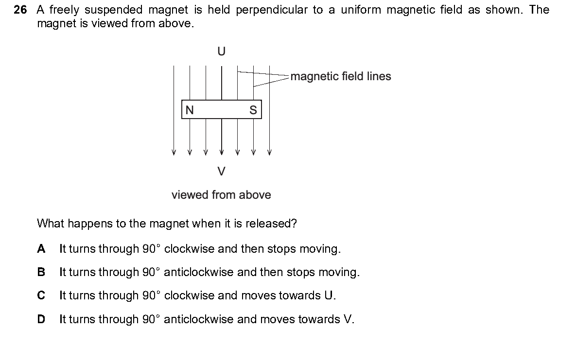Question 26, including diagrams and options A–D. Text version below.