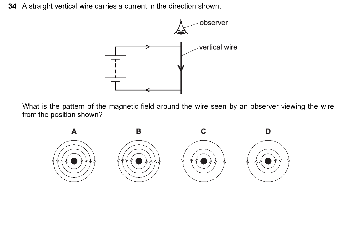 Question 34, including diagrams and options A–D. Text version below.
