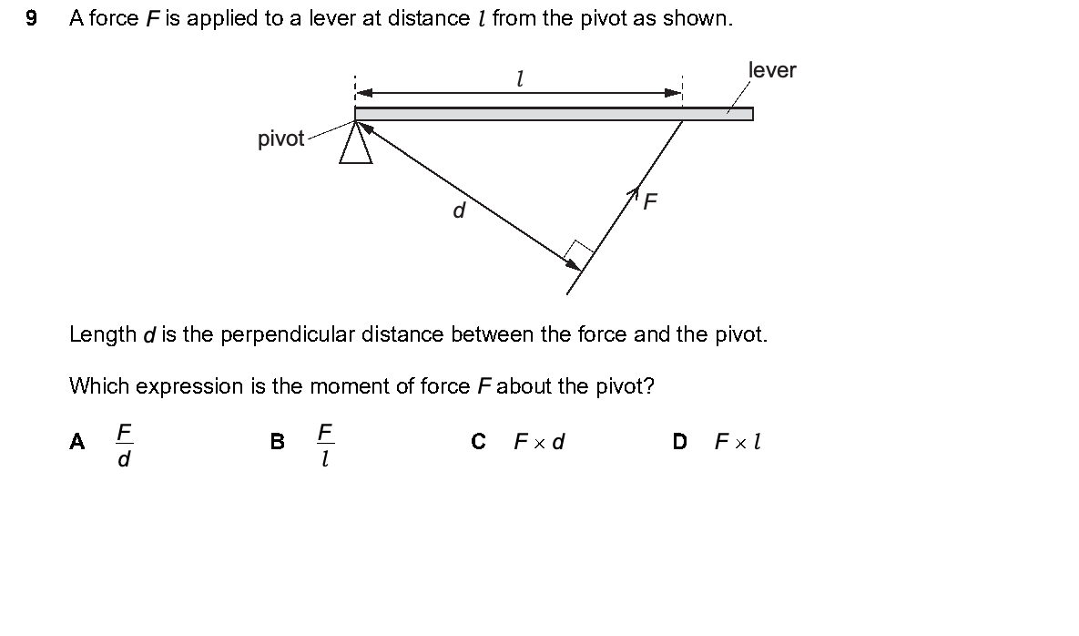 Question 9, including diagrams and options A–D. Text version below.