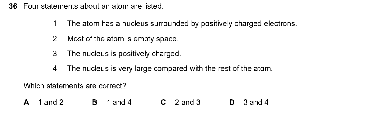 Question 36, including diagrams and options A–D. Text version below.