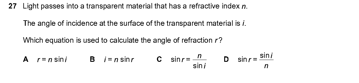 Question 27, including diagrams and options A–D. Text version below.