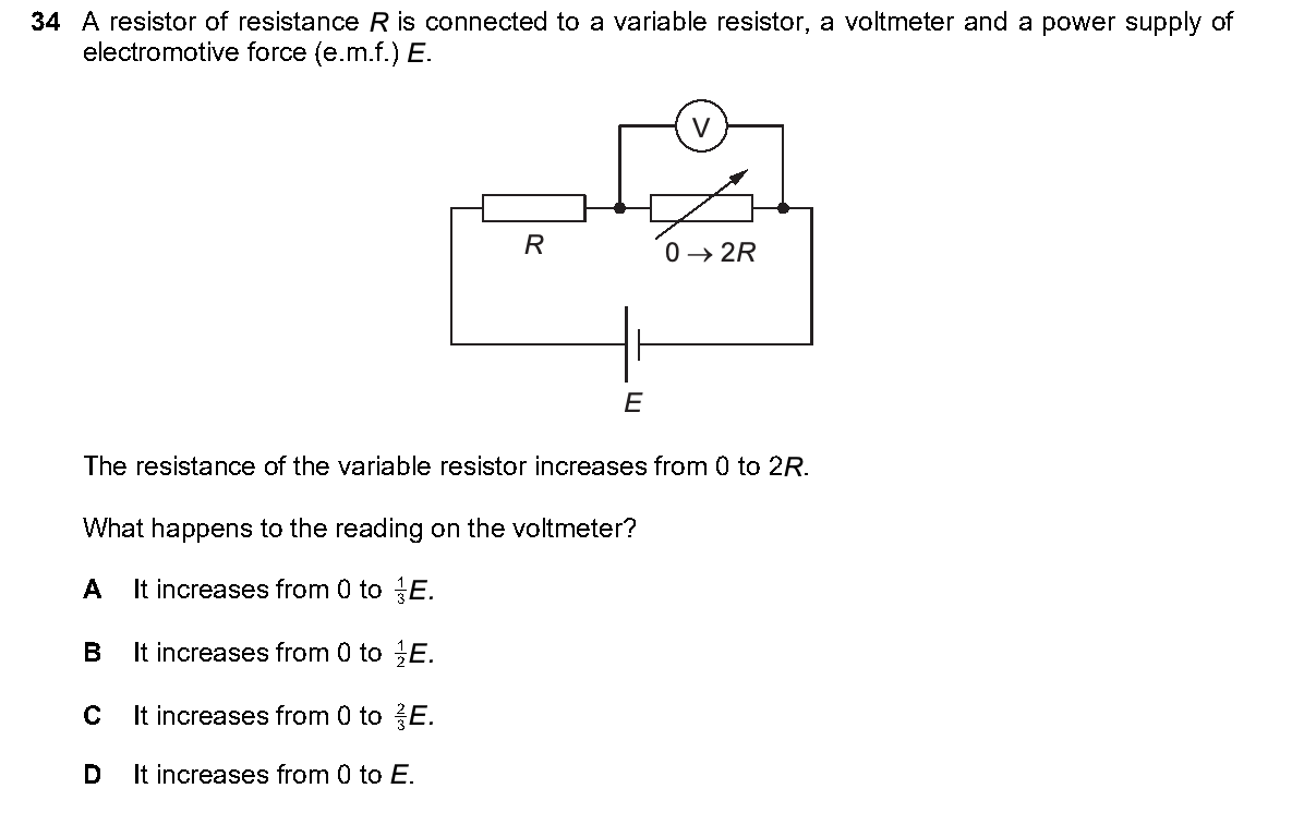 Question 34, including diagrams and options A–D. Text version below.