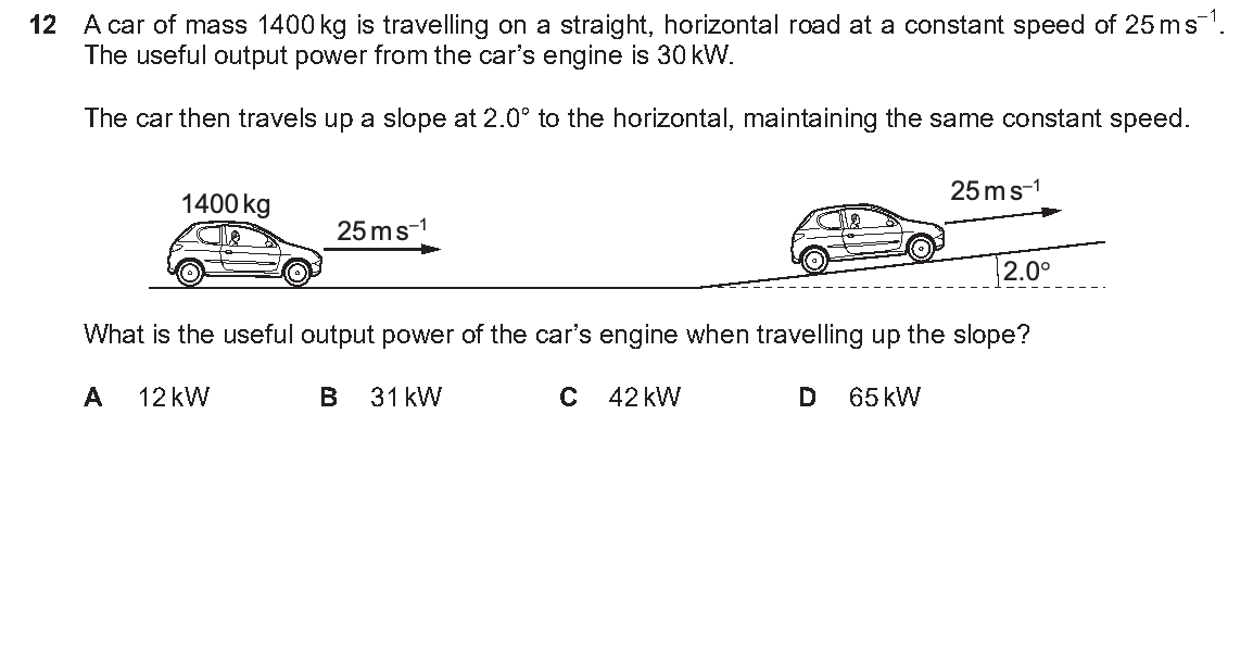 Question 12, including diagrams and options A–D. Text version below.