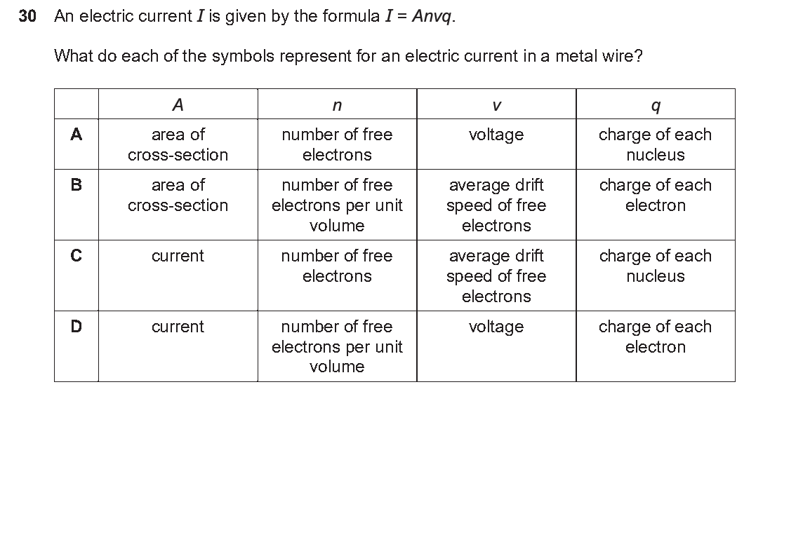 Question 30, including diagrams and options A–D. Text version below.