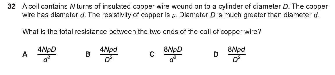 Question 32, including diagrams and options A–D. Text version below.